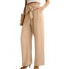 imageIWOLLENCE Womens Wide Leg Pants with Pockets High Waist Adjustable Knot Loose Casual Trousers Business Work Casual Pants43 Ym Light Coffee