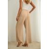 imageIWOLLENCE Womens Wide Leg Pants with Pockets High Waist Adjustable Knot Loose Casual Trousers Business Work Casual Pants43 Ym Light Coffee