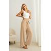 imageIWOLLENCE Womens Wide Leg Pants with Pockets High Waist Adjustable Knot Loose Casual Trousers Business Work Casual Pants43 Ym Light Coffee