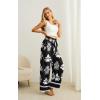 imageIWOLLENCE Womens Wide Leg Pants with Pockets High Waist Adjustable Knot Loose Casual Trousers Business Work Casual Pants44 Black Baroque