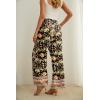 imageIWOLLENCE Womens Wide Leg Pants with Pockets High Waist Adjustable Knot Loose Casual Trousers Business Work Casual Pants45 Black Peony