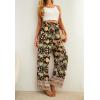 imageIWOLLENCE Womens Wide Leg Pants with Pockets High Waist Adjustable Knot Loose Casual Trousers Business Work Casual Pants45 Black Peony