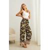 imageIWOLLENCE Womens Wide Leg Pants with Pockets High Waist Adjustable Knot Loose Casual Trousers Business Work Casual Pants45 Black Peony