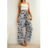 imageIWOLLENCE Womens Wide Leg Pants with Pockets High Waist Adjustable Knot Loose Casual Trousers Business Work Casual Pants46 Black Two Porcelain