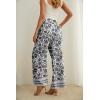 imageIWOLLENCE Womens Wide Leg Pants with Pockets High Waist Adjustable Knot Loose Casual Trousers Business Work Casual Pants46 Black Two Porcelain