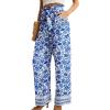 imageIWOLLENCE Womens Wide Leg Pants with Pockets High Waist Adjustable Knot Loose Casual Trousers Business Work Casual Pants47 Blue Porcelain
