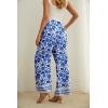 imageIWOLLENCE Womens Wide Leg Pants with Pockets High Waist Adjustable Knot Loose Casual Trousers Business Work Casual Pants47 Blue Porcelain