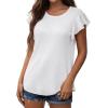 imageIWOLLENCE Ruffle Short Sleeve Top Waffle Knit Tunic Casual Blouse Round Neck Shirts Summer Tank Tops for Women11 White