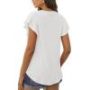 imageIWOLLENCE Ruffle Short Sleeve Top Waffle Knit Tunic Casual Blouse Round Neck Shirts Summer Tank Tops for Women11 White