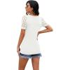 imageIWOLLENCE Waffle Knit Lace Short Sleeve Blouses V Neck T Shirts Summer Casual Tops for Women03 White