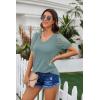imageIWOLLENCE Waffle Knit Lace Short Sleeve Blouses V Neck T Shirts Summer Casual Tops for Women04 Blue Green