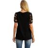imageIWOLLENCE Waffle Knit Lace Short Sleeve Blouses V Neck T Shirts Summer Casual Tops for Women13 Fpblakc