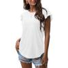 imageIWOLLENCE Ruffle Short Sleeve Top Waffle Knit Tunic Casual Blouse Round Neck Shirts Summer Tank Tops for Women11 White