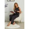imageIWOLLENCE Womens Summer 2 Piece Outfits Set Round neck Sleeveless Tank Crop Top Wide Leg pants Set Pockets JumpsuitsR01 Bm Black Parallel