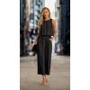 imageIWOLLENCE Womens Summer 2 Piece Outfits Set Round neck Sleeveless Tank Crop Top Wide Leg pants Set Pockets JumpsuitsR01 Bm Black Parallel