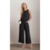 imageIWOLLENCE Womens Summer 2 Piece Outfits Set Round neck Sleeveless Tank Crop Top Wide Leg pants Set Pockets JumpsuitsR01 Bm Black Parallel