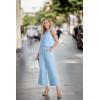 imageIWOLLENCE Womens Summer 2 Piece Outfits Set Round neck Sleeveless Tank Crop Top Wide Leg pants Set Pockets JumpsuitsR01 Light Blue