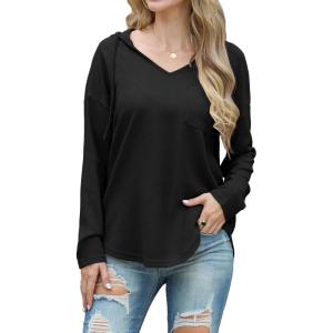 imageIWOLLENCE 2025 Fall Fashion Hoodies Sweatshirts Drawstring Casual Loose Long Sleeve Tops Shirts01black