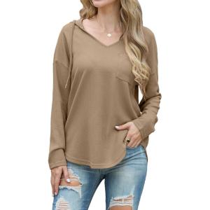 imageIWOLLENCE 2025 Fall Fashion Hoodies Sweatshirts Drawstring Casual Loose Long Sleeve Tops Shirts02light Khaki