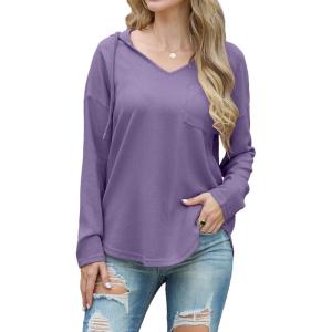 imageIWOLLENCE 2025 Fall Fashion Hoodies Sweatshirts Drawstring Casual Loose Long Sleeve Tops Shirts03purple