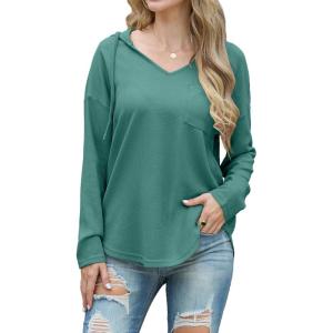 imageIWOLLENCE 2025 Fall Fashion Hoodies Sweatshirts Drawstring Casual Loose Long Sleeve Tops Shirts04green