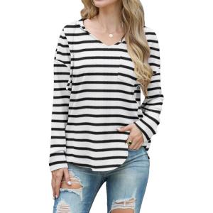 imageIWOLLENCE 2025 Fall Fashion Hoodies Sweatshirts Drawstring Casual Loose Long Sleeve Tops Shirts11white Black Stripe