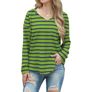 imageIWOLLENCE 2025 Fall Fashion Hoodies Sweatshirts Drawstring Casual Loose Long Sleeve Tops Shirts12green Blue Stripe