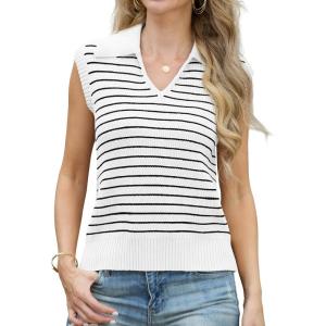 imageIWOLLENCE Womens Casual Sweater Vest Cap Sleeve Knit Pullover V Neck Sleeveless Tank Tops 2025 Spring Summer Clothes01 Beige