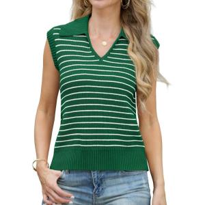 imageIWOLLENCE Womens Casual Sweater Vest Cap Sleeve Knit Pullover V Neck Sleeveless Tank Tops 2025 Spring Summer Clothes06 Green