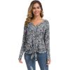 imageIWOLLENCE Womens Waffle Knit Tunic Blouse Tie Knot Henley Tops Loose Fitting Bat Wing Plain ShirtsZ01black Anemone