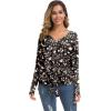 imageIWOLLENCE Womens Waffle Knit Tunic Blouse Tie Knot Henley Tops Loose Fitting Bat Wing Plain ShirtsZ01black Apricot Flower