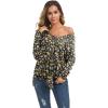 imageIWOLLENCE Womens Waffle Knit Tunic Blouse Tie Knot Henley Tops Loose Fitting Bat Wing Plain ShirtsZ01black Yellow Flower