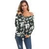 imageIWOLLENCE Womens Waffle Knit Tunic Blouse Tie Knot Henley Tops Loose Fitting Bat Wing Plain ShirtsZ01green Frost Flower