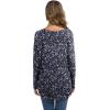 imageIWOLLENCE Womens Waffle Knit Tunic Blouse Tie Knot Henley Tops Loose Fitting Bat Wing Plain ShirtsZ01navy White Flower