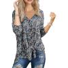 imageIWOLLENCE Womens Waffle Knit Tunic Blouse Tie Knot Henley Tops Loose Fitting Bat Wing Plain ShirtsZ01black Anemone