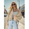 imageIWOLLENCE Womens Cropped Shacket Jacket Fashion Button Down Corduroy Shacket Jackets Casual Crop Shirts Fall Coat TopsCh Beige