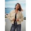 imageIWOLLENCE Womens Cropped Shacket Jacket Fashion Button Down Corduroy Shacket Jackets Casual Crop Shirts Fall Coat TopsCh Beige