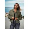 imageIWOLLENCE Womens Cropped Shacket Jacket Fashion Button Down Corduroy Shacket Jackets Casual Crop Shirts Fall Coat TopsCh Dark Green