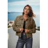 imageIWOLLENCE Womens Cropped Shacket Jacket Fashion Button Down Corduroy Shacket Jackets Casual Crop Shirts Fall Coat TopsCh Dark Khaki