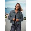 imageIWOLLENCE Womens Cropped Shacket Jacket Fashion Button Down Corduroy Shacket Jackets Casual Crop Shirts Fall Coat TopsCh Haze Blue