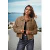 imageIWOLLENCE Womens Cropped Shacket Jacket Fashion Button Down Corduroy Shacket Jackets Casual Crop Shirts Fall Coat TopsCh Light Brown