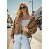 imageIWOLLENCE Womens Cropped Shacket Jacket Fashion Button Down Corduroy Shacket Jackets Casual Crop Shirts Fall Coat TopsCh Light Brown