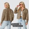 imageIWOLLENCE Womens Cropped Shacket Jacket Fashion Button Down Corduroy Shacket Jackets Casual Crop Shirts Fall Coat TopsCh Light Khaki