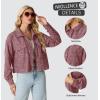 imageIWOLLENCE Womens Cropped Shacket Jacket Fashion Button Down Corduroy Shacket Jackets Casual Crop Shirts Fall Coat TopsCh Rose Red