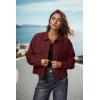 imageIWOLLENCE Womens Cropped Shacket Jacket Fashion Button Down Corduroy Shacket Jackets Casual Crop Shirts Fall Coat TopsWine Red