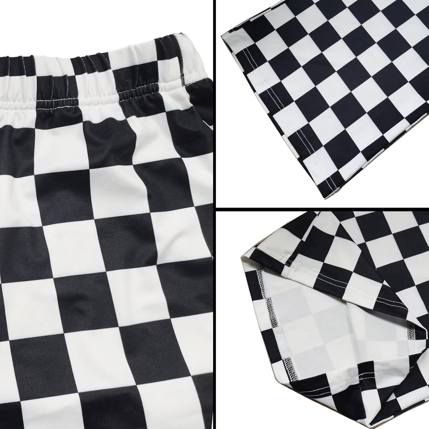 imageIWOLLENCE Womens Casual Loose Checkered Wide Leg Pants High Waist Straight Lounge Y2K Gingham Trousers SummerCdblack Yellow