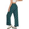imageIWOLLENCE Womens Casual Loose Checkered Wide Leg Pants High Waist Straight Lounge Y2K Gingham Trousers SummerCdblack Blue Green