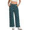 imageIWOLLENCE Womens Casual Loose Checkered Wide Leg Pants High Waist Straight Lounge Y2K Gingham Trousers SummerCdblack Blue Green