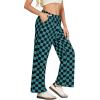 imageIWOLLENCE Womens Casual Loose Checkered Wide Leg Pants High Waist Straight Lounge Y2K Gingham Trousers SummerCdblack Blue Green