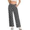 imageIWOLLENCE Womens Casual Loose Checkered Wide Leg Pants High Waist Straight Lounge Y2K Gingham Trousers SummerCdblack Grey